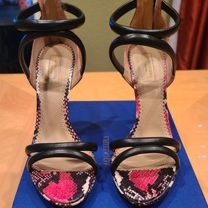 NWOT Aquazzura pink python heels 9M